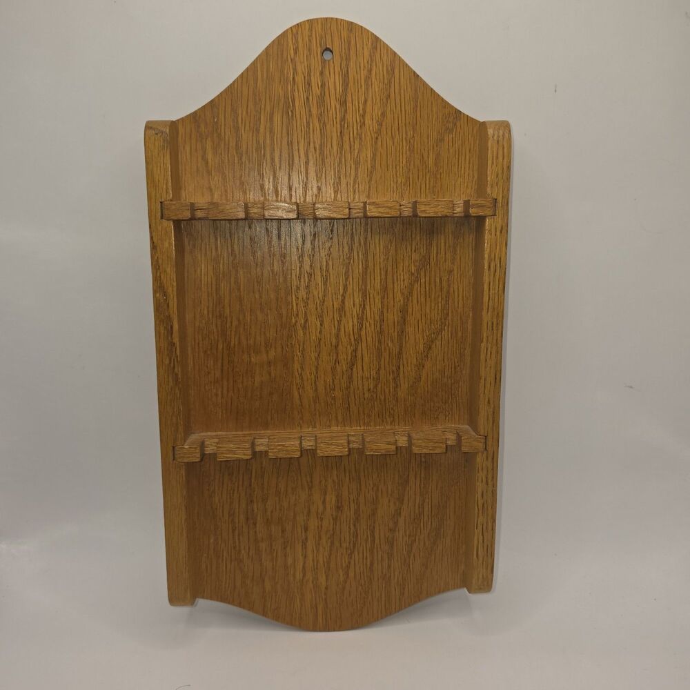 Vintage Wooden Spoon Rack Holder Shelf Native Wood Oak 7 x 13.5 Grandmacore